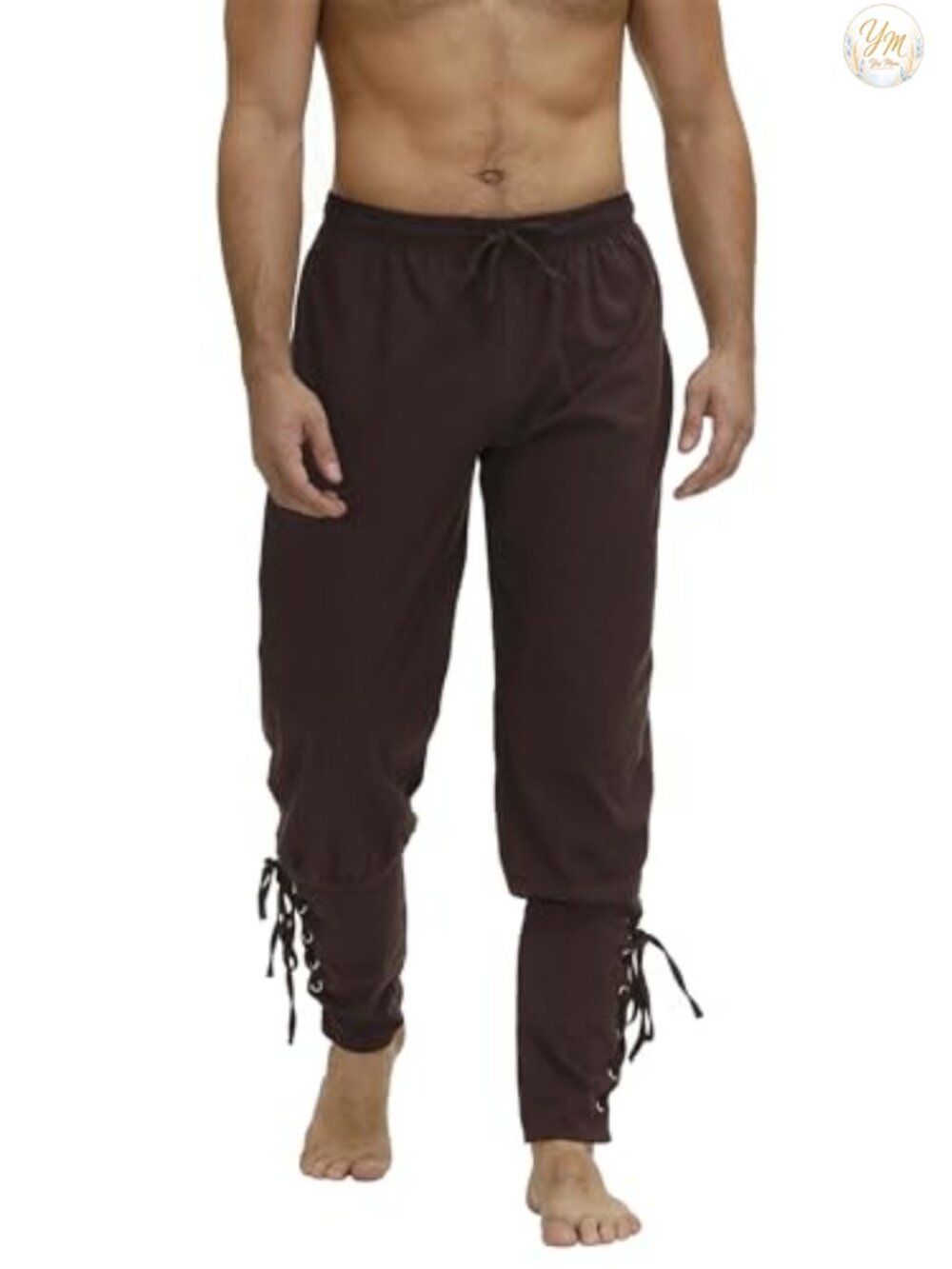 Men's Renaissance Pirate Pants Lace Up Waist Medieval Costume Trousers